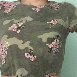 Camouflage Tee shirt with flowers